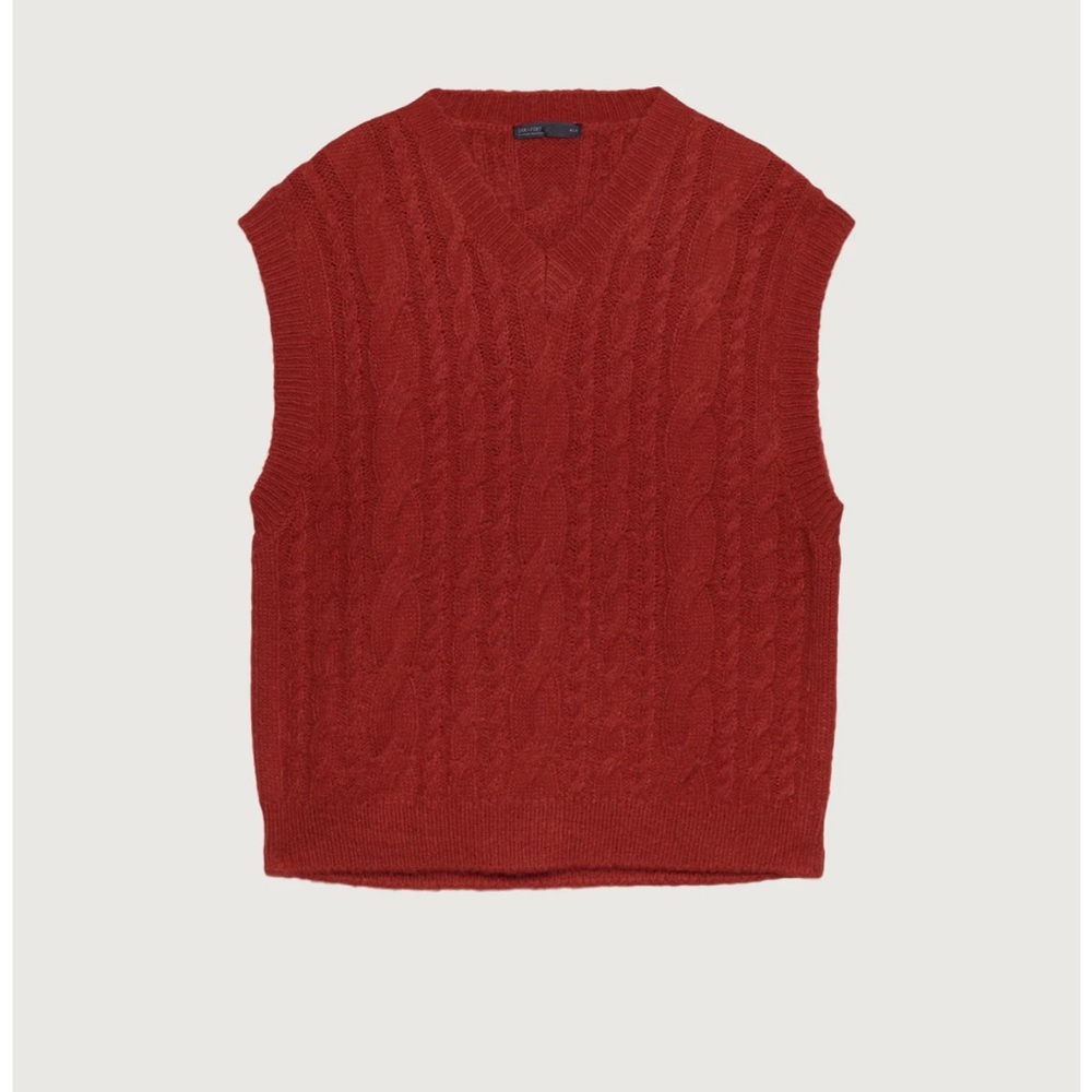 OAK + FORT V-Neck Red Sweater Vest